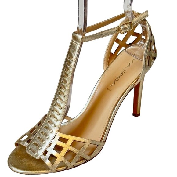 VIA SPIGA Women's Shoes Gold Leather Heels Stilettos Size 9.5M Eu 41 - Picture 7 of 13